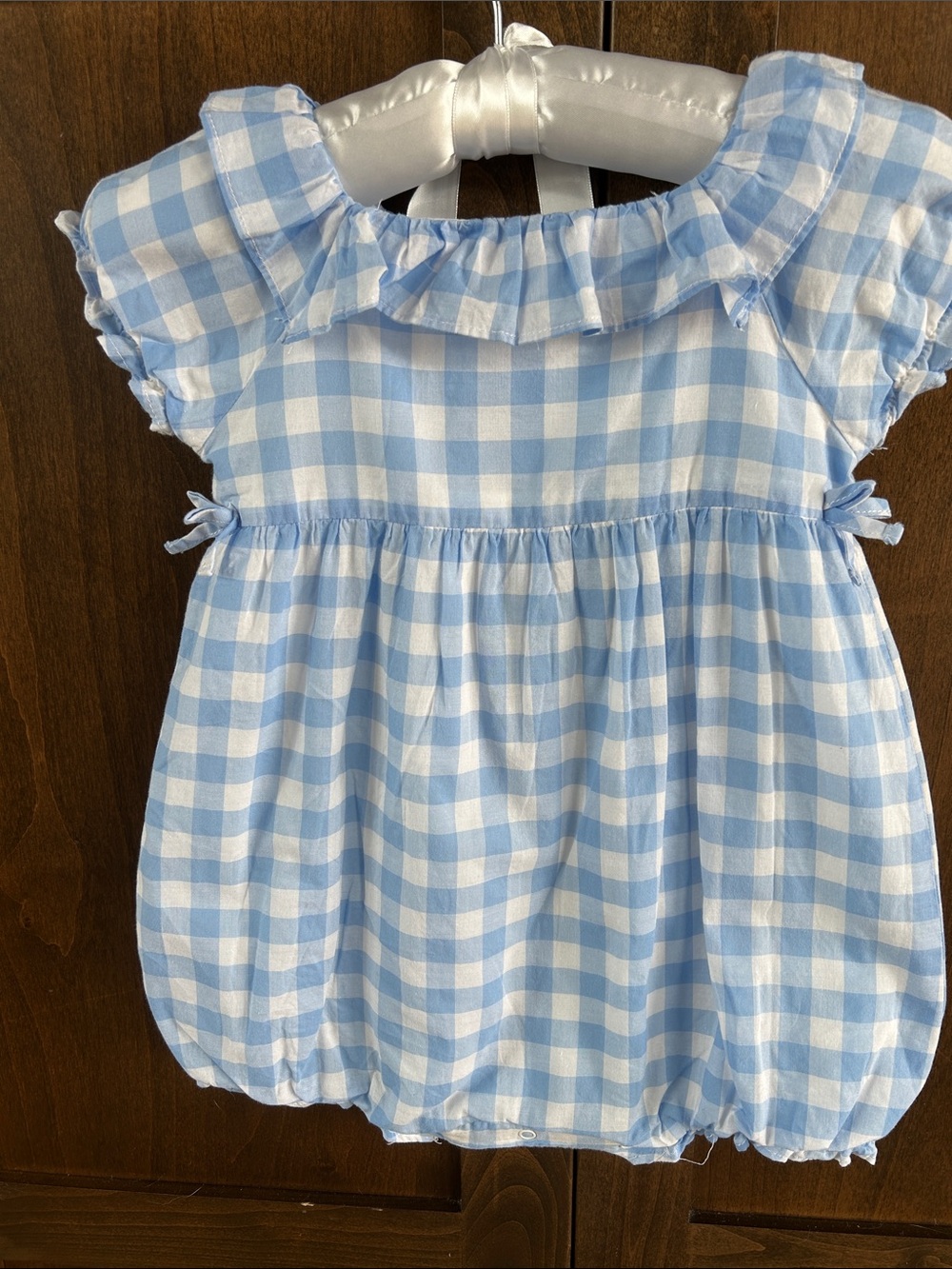 Janie and Jack Light Blue and White Gingham Toddler One-Piece